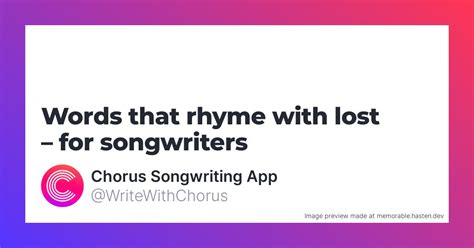 rhymes with lost.